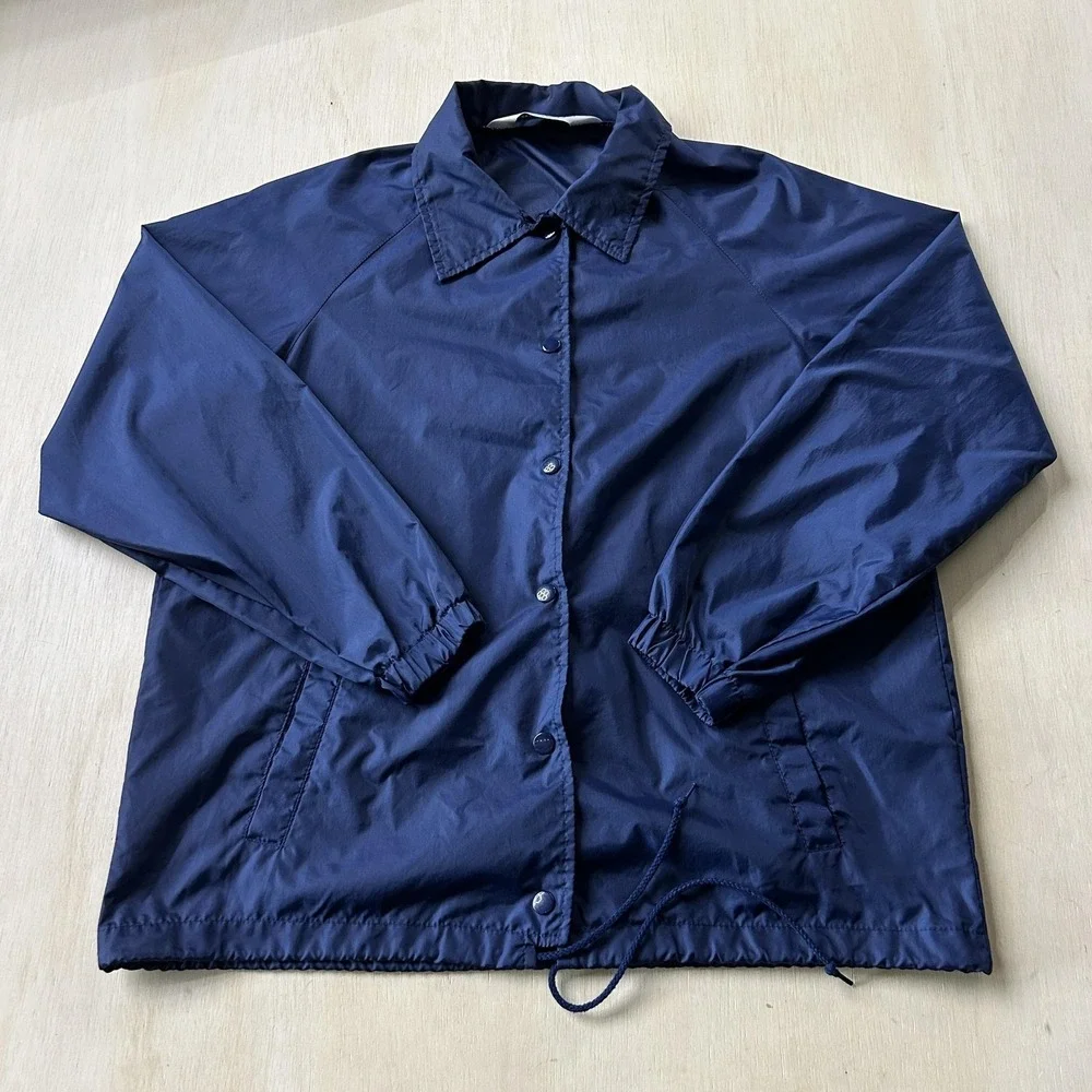 Vintage Current Seen Jacket Mens Medium Blue Windbreaker Snap Front Lightweight